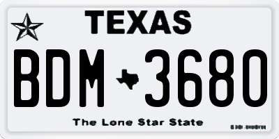 TX license plate BDM3680