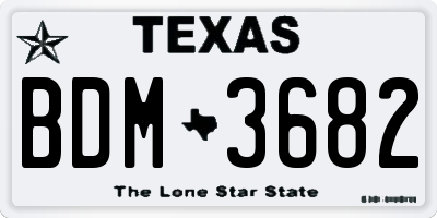 TX license plate BDM3682
