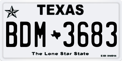 TX license plate BDM3683