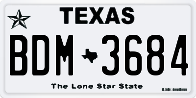 TX license plate BDM3684