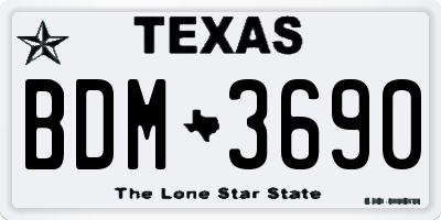 TX license plate BDM3690