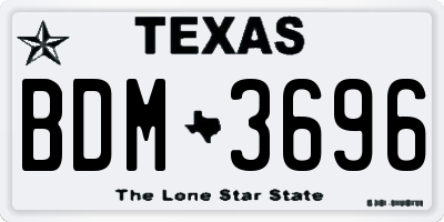 TX license plate BDM3696