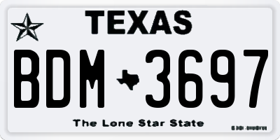 TX license plate BDM3697
