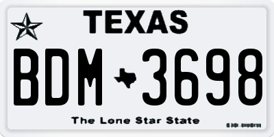 TX license plate BDM3698