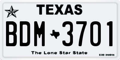 TX license plate BDM3701