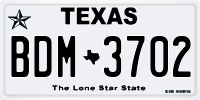 TX license plate BDM3702