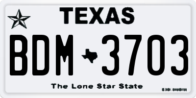 TX license plate BDM3703