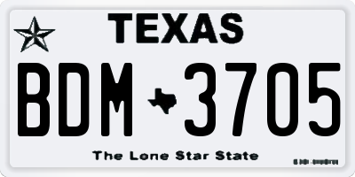 TX license plate BDM3705
