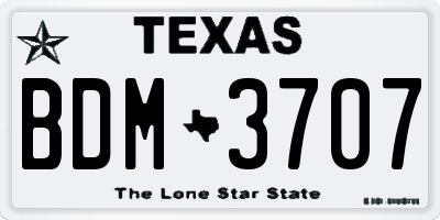 TX license plate BDM3707