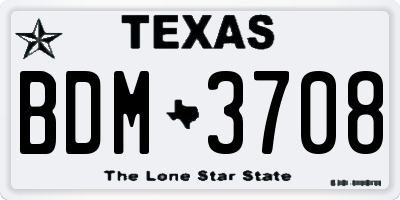 TX license plate BDM3708