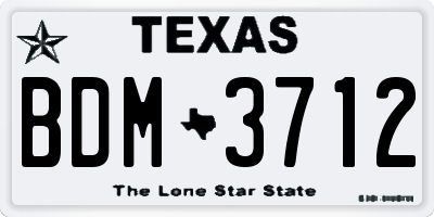 TX license plate BDM3712