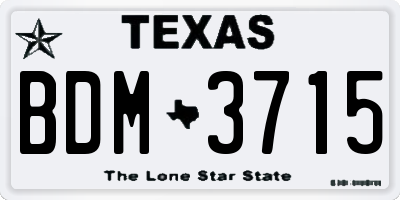 TX license plate BDM3715