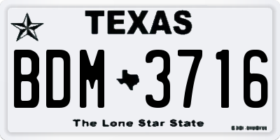 TX license plate BDM3716