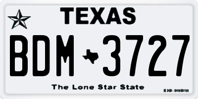 TX license plate BDM3727