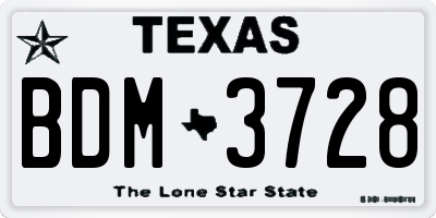 TX license plate BDM3728