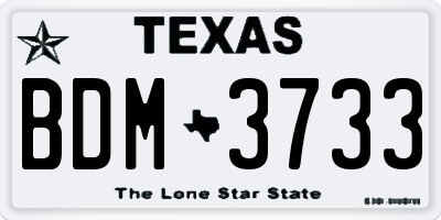 TX license plate BDM3733