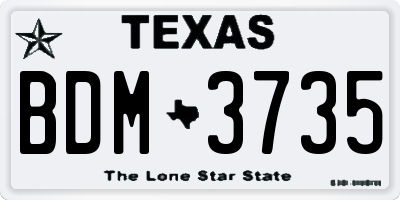 TX license plate BDM3735