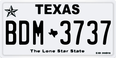 TX license plate BDM3737