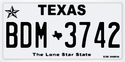 TX license plate BDM3742