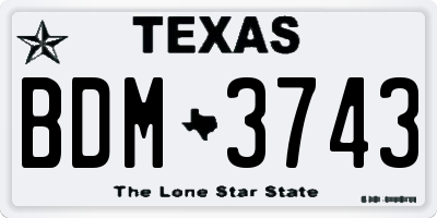 TX license plate BDM3743