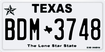 TX license plate BDM3748