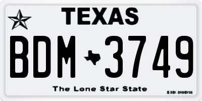 TX license plate BDM3749