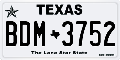 TX license plate BDM3752