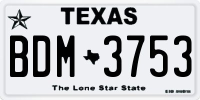 TX license plate BDM3753