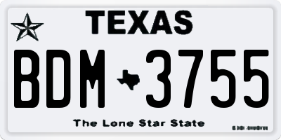 TX license plate BDM3755