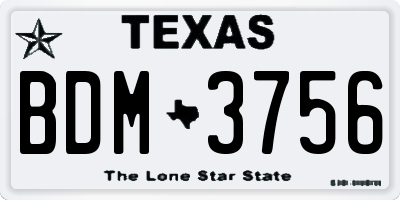 TX license plate BDM3756