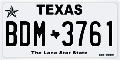 TX license plate BDM3761