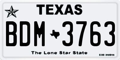 TX license plate BDM3763