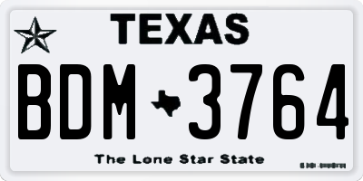 TX license plate BDM3764