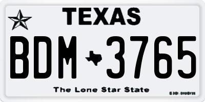 TX license plate BDM3765