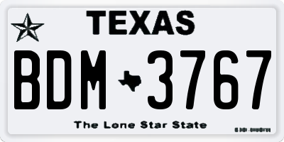 TX license plate BDM3767