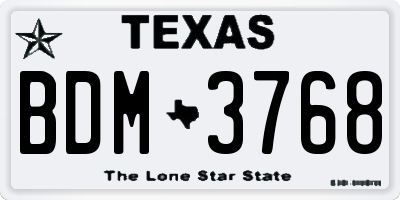 TX license plate BDM3768