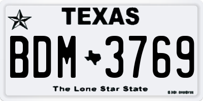 TX license plate BDM3769
