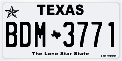 TX license plate BDM3771