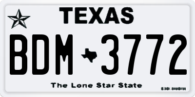 TX license plate BDM3772