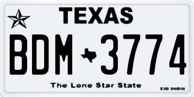 TX license plate BDM3774