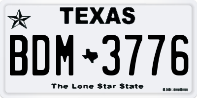 TX license plate BDM3776