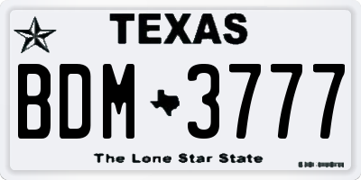 TX license plate BDM3777