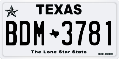 TX license plate BDM3781