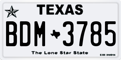 TX license plate BDM3785
