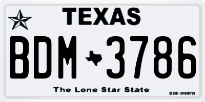 TX license plate BDM3786