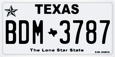 TX license plate BDM3787