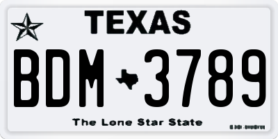 TX license plate BDM3789