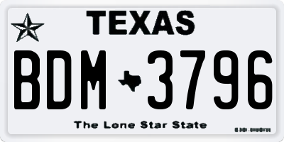 TX license plate BDM3796
