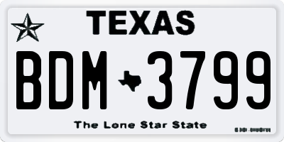TX license plate BDM3799