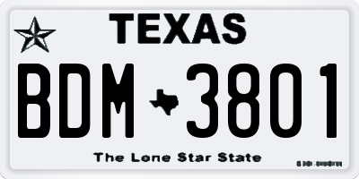 TX license plate BDM3801